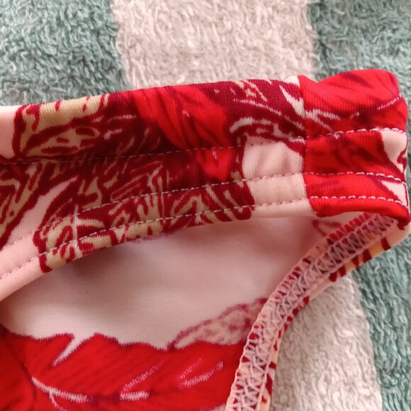 RARE VINTAGE 1" HOM SWIM BRIEF, SIZE 36", RED LEAVES PATTERN (*) (Pre-owned) - Picture 3 of 8